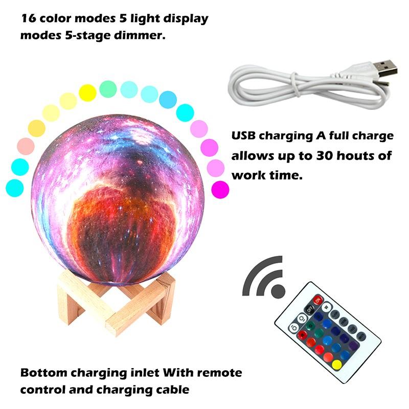 LED Night Light 3D Printing Moon Lamp Galaxy Moon Light  16 Color Change Touch and Remote Control Galaxy Light Gifts Room decor - Luminous Lighting Lab